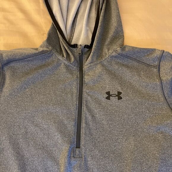 Under Armour NWOT Youth XL 1/4 Zip Hoodie in Heather Gray/Fleece Lining. - Picture 2 of 9